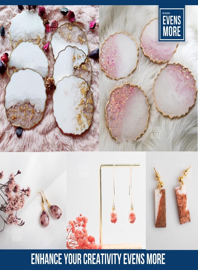 EVENS MORE DIY Resin Earring & Coaster Making Kit - 200g Crystal Clear Resin Set with Silicone Molds, Glitter, Foil, Mica Powder & Jewelry Accessories - Image 5